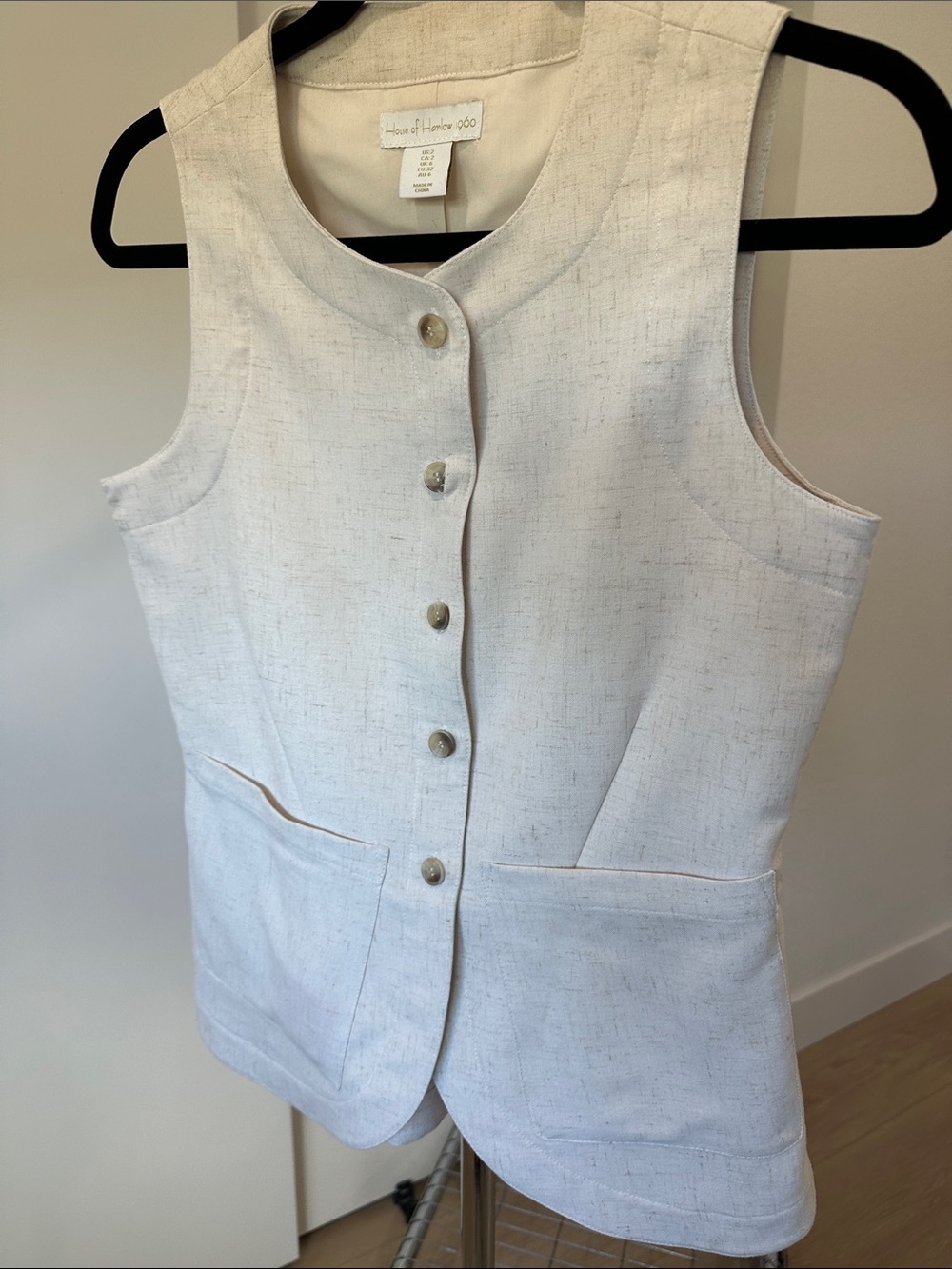 House of Harlow 1960 Cream Textured Button Vest